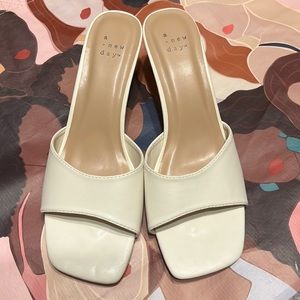 Women's Lindie Mule Heels - A New Day - Off White